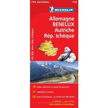 Carte routière Michelin 719 Allemagne Benelux Autriche Rep. tchèque 1:1 Mio.