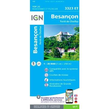 Topographische Karte IGN 3323 ET Besançon 1:25 000