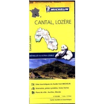 Carte routière Michelin 330 Cantal Lozère 1:150 000 