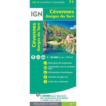 Freizeitkarte IGN Top 75 Cévennes Gorges du Tarn 1:75 000