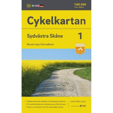 Velokarte Sydvästra Skane (Schweden) 1:90 000 Cykelkartan 1 / Norstedts