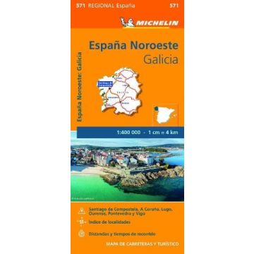 Strassenkarte Michelin 571 Espana Noroeste Galicia 1:400 000