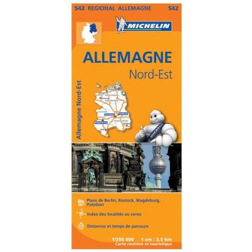 Strassenkarte Michelin 542 Allemagne Nord Est 1:350 000
