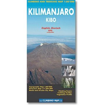Kilimanjaro Kibo 1:80 000 Climbing and Trekking Map