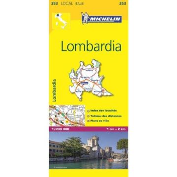 Strassenkarte Michelin 353 Lombardia 1:200 000