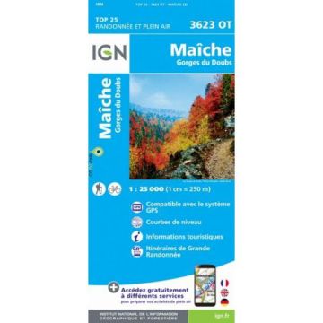 Topographische Karte IGN 3623 OT Maîche 1:25 000