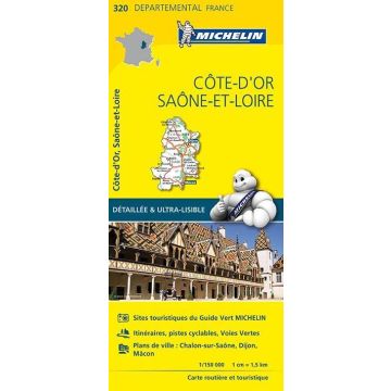 Strassenkarte Michelin 320 Côte d'Or Saône-et-Loire 1:150 000