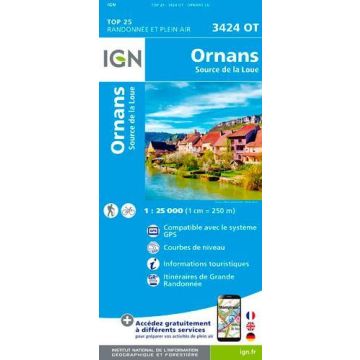 Topographische Karte IGN 3424 OT Ornans 1:25 000