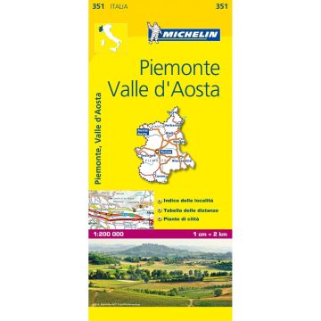 Strassenkarte Michelin 351 Piemonte Valle d'Aosta 1:200 000