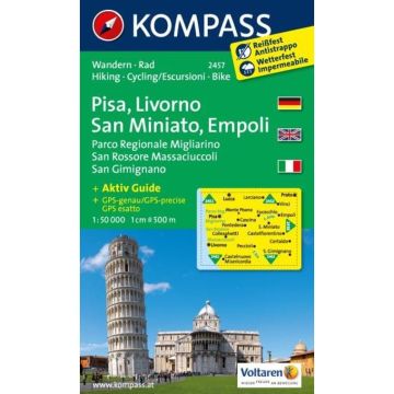 Wanderkarte Kompass 2457 Pisa Livorno 1:50 000