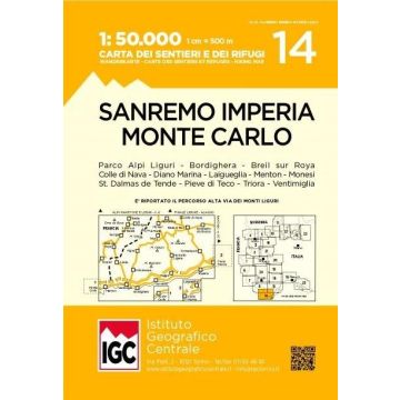 Wanderkarte IGC 14 San Remo Imperia Monte Carlo 1:50 000