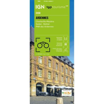 Carte topographique IGN D08 Ardennes 1:100 000 