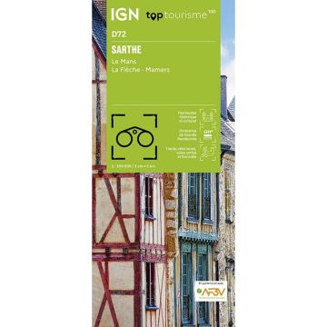 Carte topographique IGN D72 Sarthe 1:100 000 / Top 100