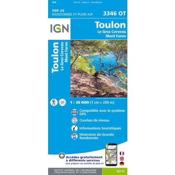 Topographische Karte IGN 3346 OT Toulon 1:25 000
