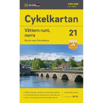 Velokarte Vättern runt, norra (Schweden)  1:90 000 Cykelkartan 21 / Norstedts