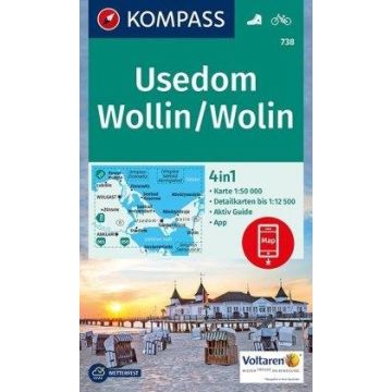Wanderkarte Kompass 738 Insel Usedom / Insel Wollin  1:50 000