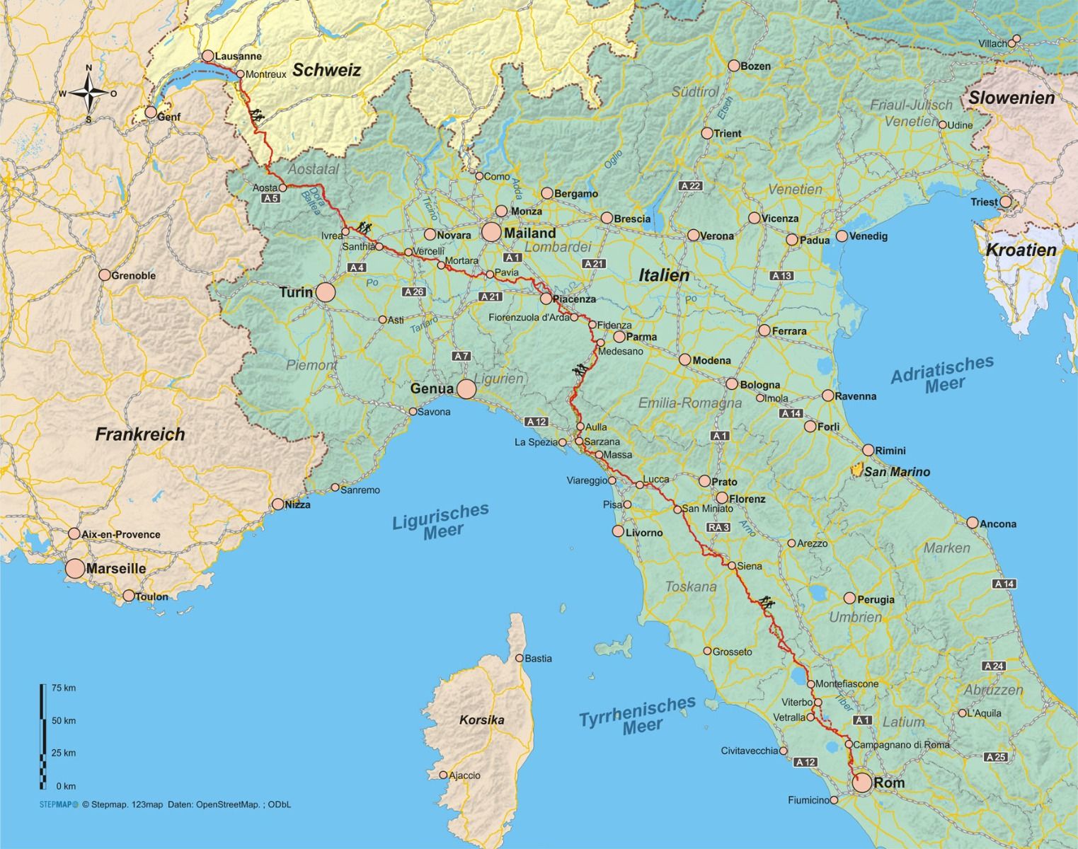 Via Francigena von Lausanne nach Rom - Pays du Saint-Bernard Via