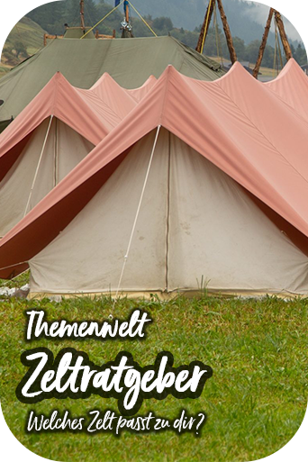 Aufnahme von gleichaussehenden Gruppenzelten in einem Pfadilager.