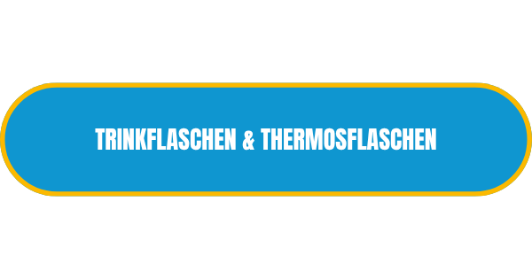 Azurblauer Linkdbutton mit gelbem Rand und dem weissen Schriftzug Trinkflaschen & Thermosflaschen.