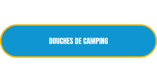 Bouton de lien bleu azur avec une bordure jaune et l'inscription blanche Douches de camping.