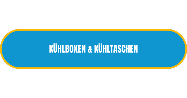 Azurblauer Linkdbutton mit gelbem Rand und dem weissen Schriftzug Kühlboxen & Kühltaschen.