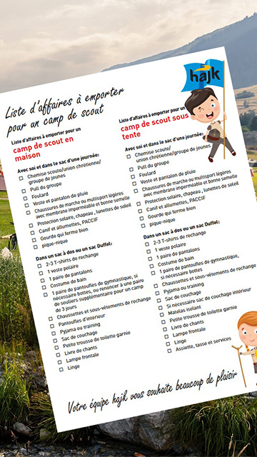 Image de la liste d'affaires à emporter.