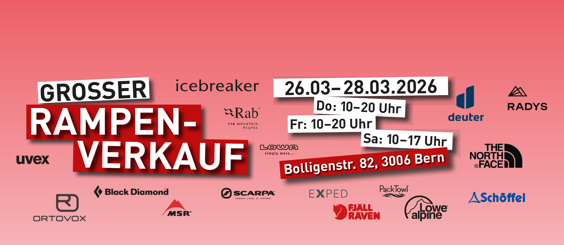 Knallroter Werbebanner mit vielen Sponsorenlogos für den Rampenverkauf bei hajk.